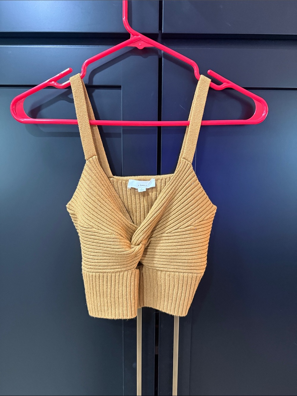 Knit Twist Front Crop Camisole - Mustard